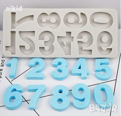 Големи цифри числа дълбок силиконов молд форма фондан шоколад гипс смола декор, снимка 1
