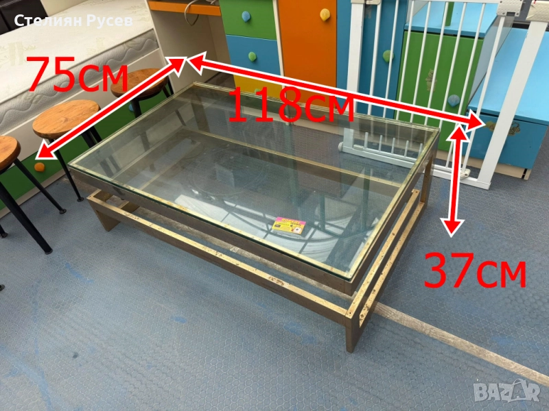 2609 стъклена холна маса / масичка -цена 200 лв или 102.26 евро смр стъклото е дебело 10мм -37 см ви, снимка 1