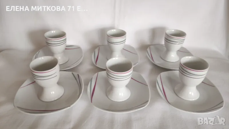 Комплект от 6 коктиери + 6 подложни чинийки/порцелан, снимка 1