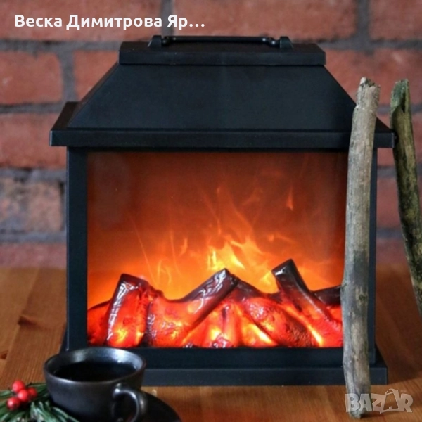 Декоративен LED фенер - камина, снимка 1