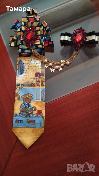 Уникална вратовръзка,брошка, снимка 1