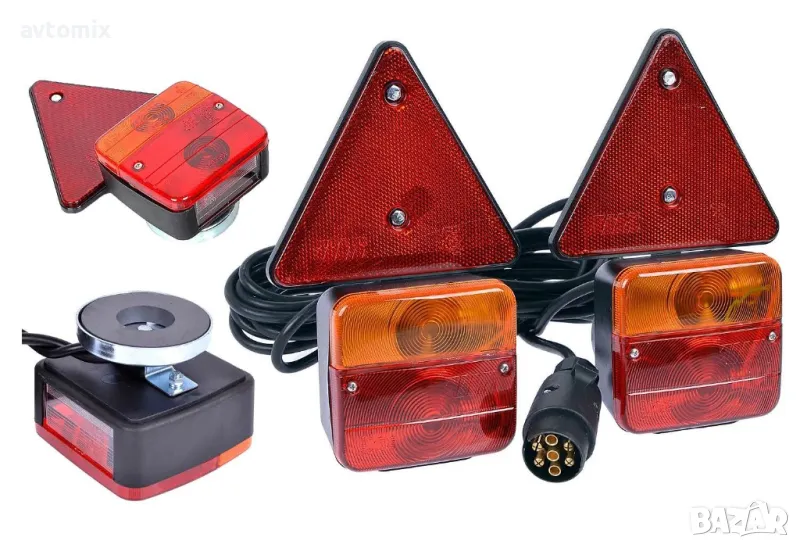 Магнитни стопове за ремарке със светлоотразители и окабеляване 2бр, снимка 1