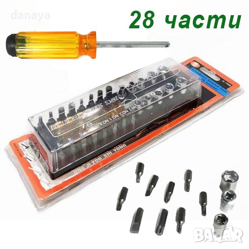 863 Комплект отвертка с вложки, битове, шестограми и звезди, снимка 1