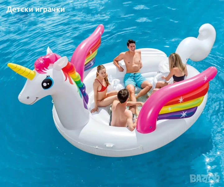 Надуваем дюшек парти остров Еднорог Intex 503 x 335 x 173 см, за парти, Unicorn Party, снимка 1