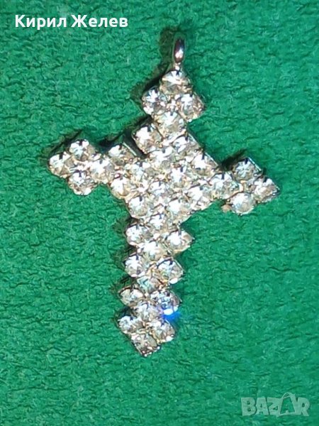 БЛЕСТЯЩ КРИСТАЛЕН СРЕБРИСТ АРТ КРЪСТ 22941, снимка 1
