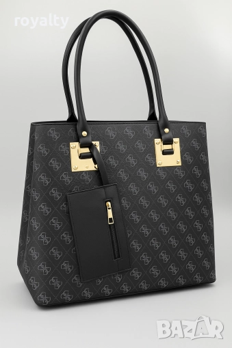 Guess Черна Кожена Дамска Чанта , снимка 1