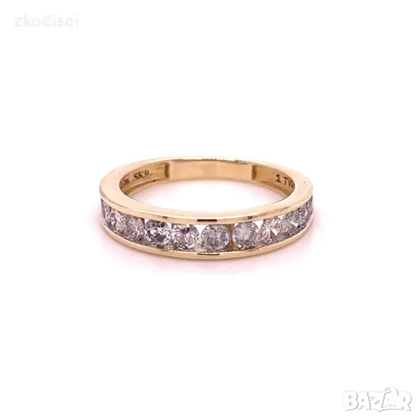 Златен дамски пръстен с 14бр. диаманта 2.51гр. размер:55 10кр. проба:417 модел:28491-1, снимка 1