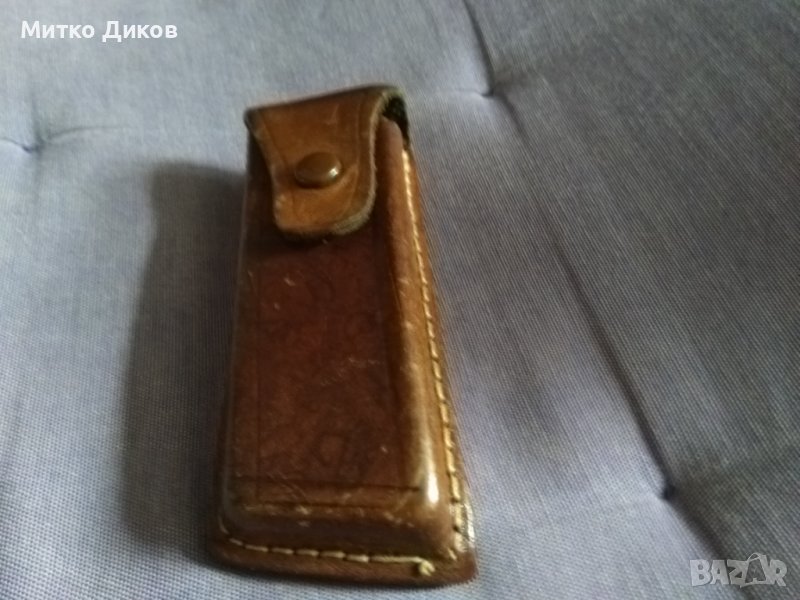 Калъвче естествена кожа за нож пълнител външен размер 120х45мм и вътрешен 105х36х13мм, снимка 1