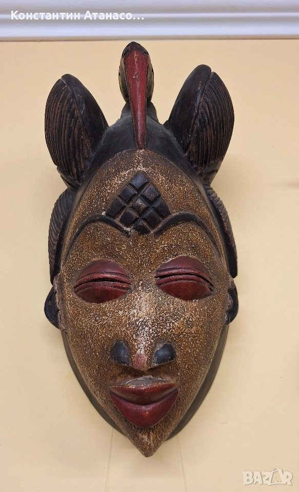 Стара дървена маска от племето Пуно, снимка 1