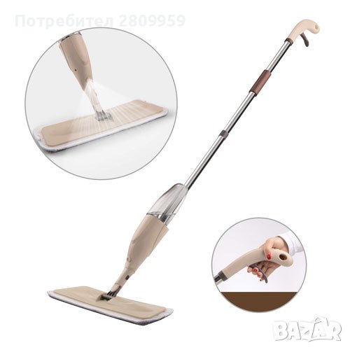 ✨Спрей моп с резервоар SAPIR SP 1120 SMB, Микрофибърна кърпа, Бежов , снимка 1