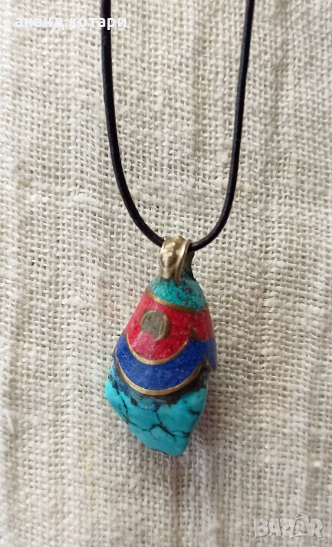 Тибетски медальони с естествени камъни - 43,44,45, снимка 1