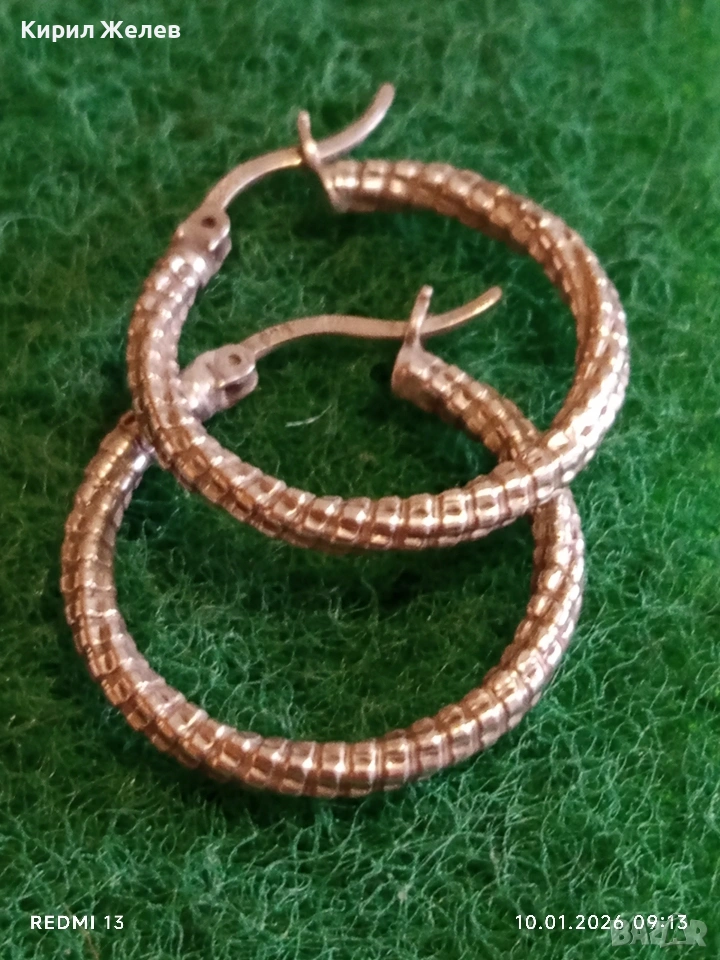 Сребърни обеци класически модел много красиви елегантни нежни 52659, снимка 1