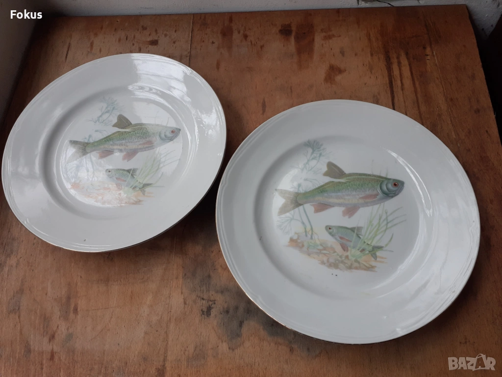 Български порцелан с риби - две чинии, чиния, снимка 1
