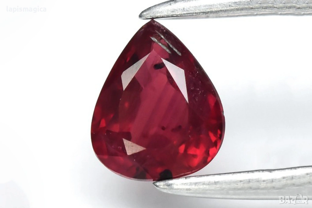 Червен рубин нетретиран 0.35ct 4.7mm капковидна шлифовка, снимка 1