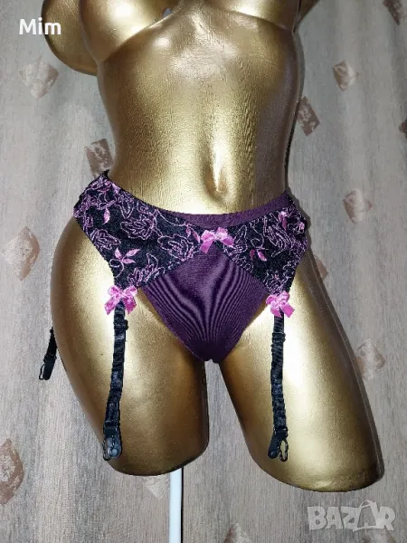  Cottelli Collection XL Черен колан с жартиери от дантела и , снимка 1