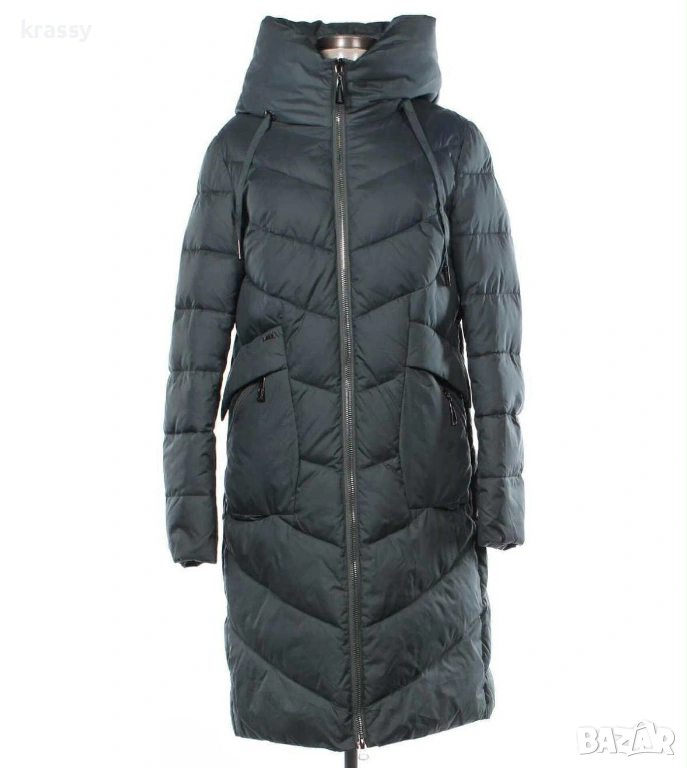 НОВО страхотно дълго зимно дамско яке с качулка (размер Л), снимка 1