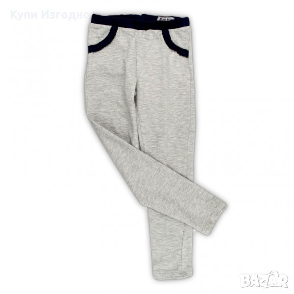 Памучно сиво клинче с тъмно син акцент за дете момиче 6-7г 3-4г удобен клин за игра училище, снимка 1