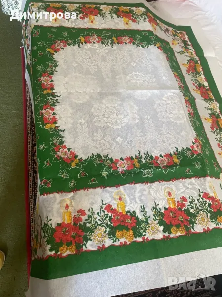 Покривка коледна /новогодишна, покривка с палми- нетъкан текстил, снимка 1