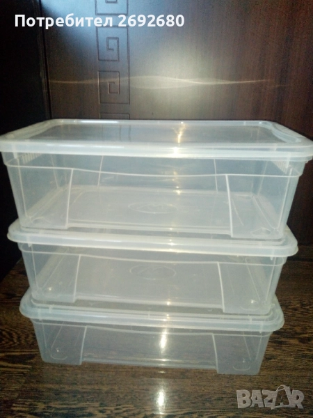 Нов комплект от 3бр. прозрачни кутии за съхранение , снимка 1