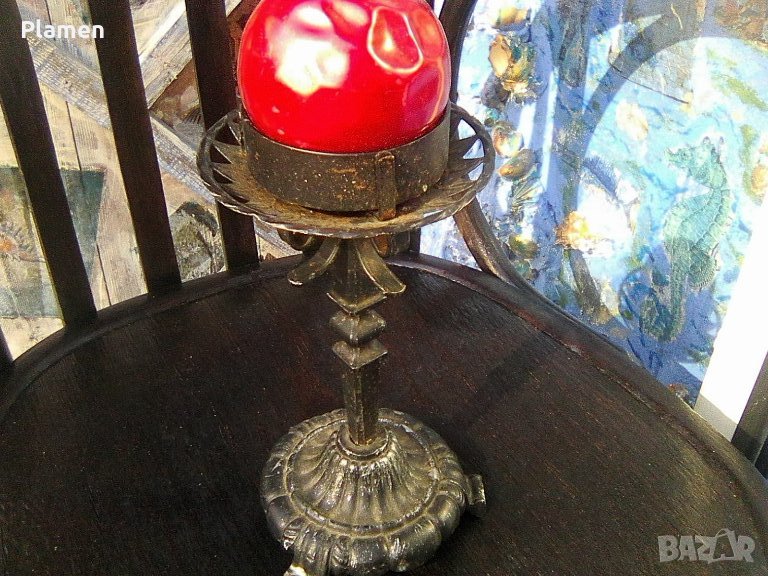 Свещник ковано желязо за голяма свещ, снимка 1