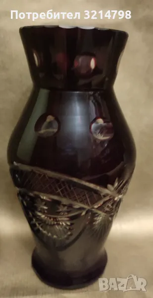 Кристална ваза червен кристал , снимка 1