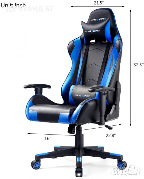 Геймърски стол / офис стол GT099-BLUE, снимка 1