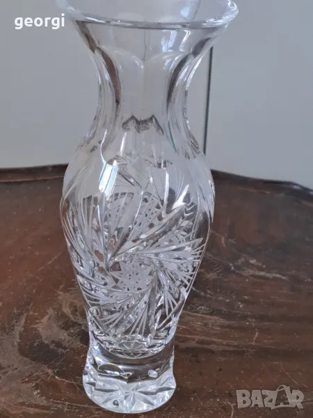 малка кристална фасетирана ваза    5/1, снимка 1