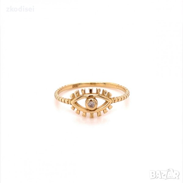 Златен дамски пръстен 1,29гр. размер:53 14кр. проба:585 модел:14244-3, снимка 1