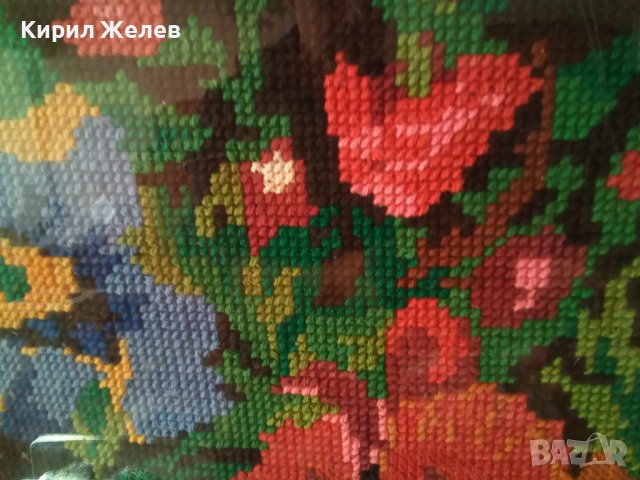 ГОЛЯМ ПРЕКРАСЕН Стар ГОБЛЕН Кошничка с ЦВЕТЯ Идеален За ДОМА ВИЛАТА РЕТРО ИНТЕРИОРНА ДЕКОРАЦИЯ 42935, снимка 5 - Гоблени - 43750287