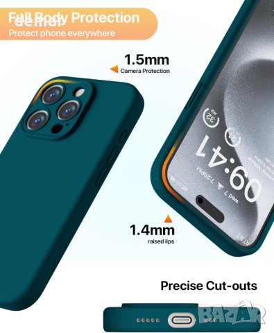 Калъф GOODVISH 3 в 1  с 2X HD протектор за екран за iPhone 15 Pro 6,1", горско зелено, снимка 6 - Калъфи, кейсове - 43661717