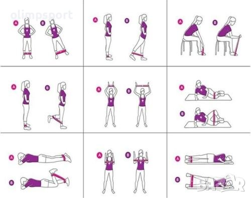 Фитнес ластици, 3 броя в комплект. Ластични ленти в кръг с обиколка 50 - 52 см и ширина 5 см., снимка 2 - Фитнес уреди - 39049594
