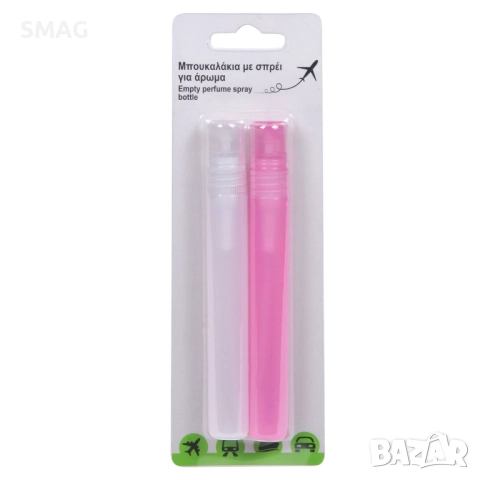 Комплект спрей бутилки за пътуване бяло-розови 12 мл – 2 бр._1175619, снимка 2 - Други - 52328214