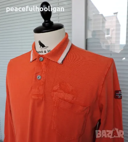 NAPAPIJRI Mens Graphic Long Sleeve Casual Polo Shirt Size L, снимка 3 - Блузи - 47651629