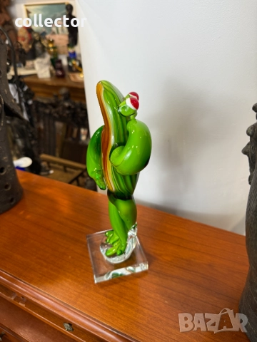 Ръно изработена жаба от цветно стъкло. №7387, снимка 2 - Колекции - 51886803
