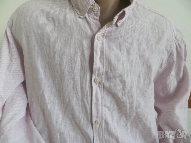 Мъжка риза с дълъг ръкав лен и памук Classic Motion, снимка 2 - Ризи - 36743554