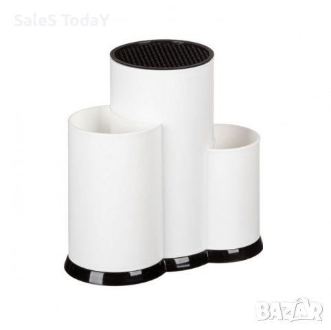 Поставка за ножове и кухненски прибори, бяла, пластмаса, снимка 3 - Аксесоари за кухня - 38038314