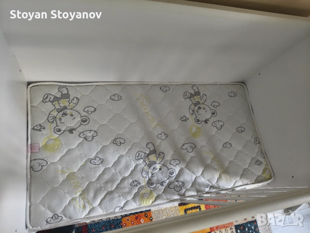 Бяла дървена бебешка кошара + матрак, снимка 3 - Кошарки - 52593890