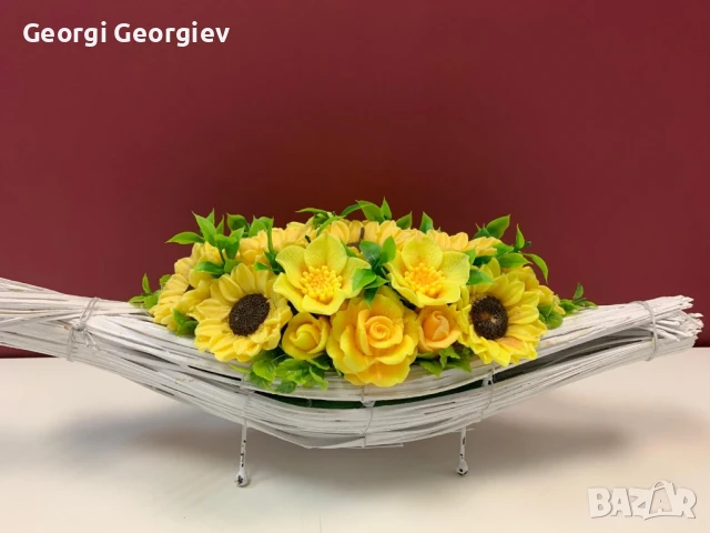 цветя изработени с качествени материали от глицеринов ароматен сапун , снимка 18 - Декорация за дома - 50807971