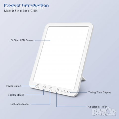 LED терапевтична лампа със сензорно управление, 5 нива на яркост и 6 нива таймер, снимка 5 - Лед осветление - 39455345