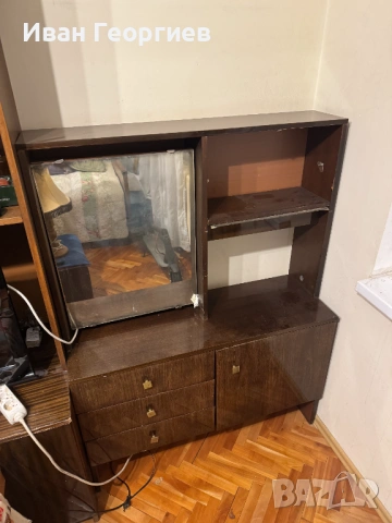 Тоалетка тъмнокафява с огледало 140/100/34 см 