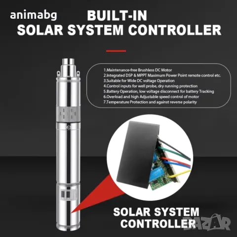 ANIMABG Соларна DC потопяема водна помпа, 48V, 550W 1700L/h, снимка 10 - Друга електроника - 48992834