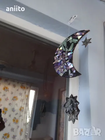 Сувенир-украса на дома-със стъкла "Луна и звезди", снимка 2 - Други - 48615452