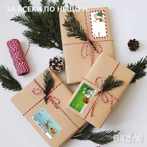 50 бр Големи правоъгълни коледни стикери/ етикети микс видове на ролка, снимка 2 - Други - 50582028