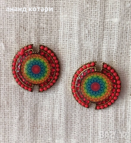 Обеци мандала принт от Индия М38-42, снимка 7 - Обеци - 39013701