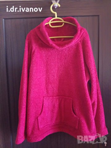 червено поларено горнище размер ХЛ, снимка 1 - Блузи с дълъг ръкав и пуловери - 27740062