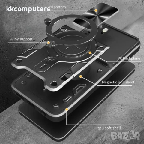 Realme C75 4G / 14x 5G Удароустойчив CD Texture Sliding /Camshield Magnetic Holder Калъф и Протектор, снимка 3 - Калъфи, кейсове - 50767248