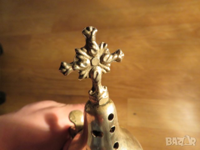 Старо кандило, бронзово кадило, кандило тамянник 17 см, 1918 г, Царство България църква параклис, снимка 4 - Антикварни и старинни предмети - 28108414