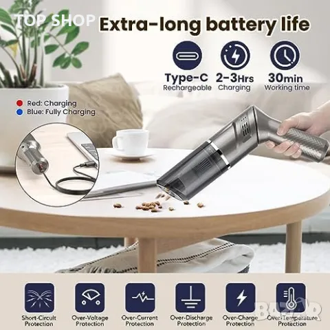 Нова Универсална Прахосмукачка Ръчен Вакуум 120W - Лек, Удобен, Мултифункционален, снимка 3 - Други - 49639492