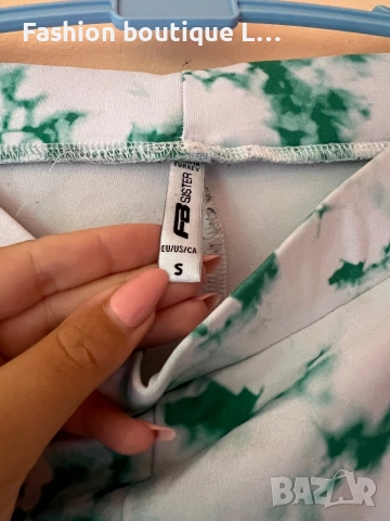 Спортен клин тип bike shorts с ластик в талията S размер бели със зелено на цвят 🤍💚🤍💚, снимка 4 - Клинове - 51796052
