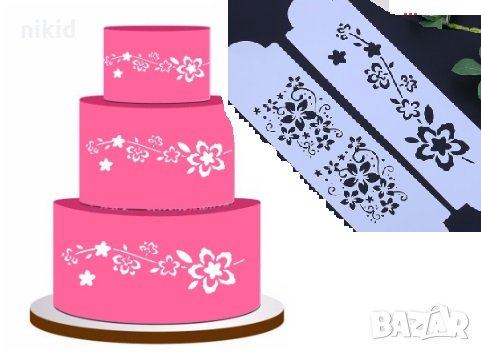 2 бр цветя шаблона шаблони стенсили борд за торта украса декор и др, снимка 1 - Други - 27453179